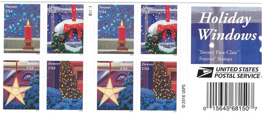 USPS Holiday Windows Forever First Class Postage Stamps